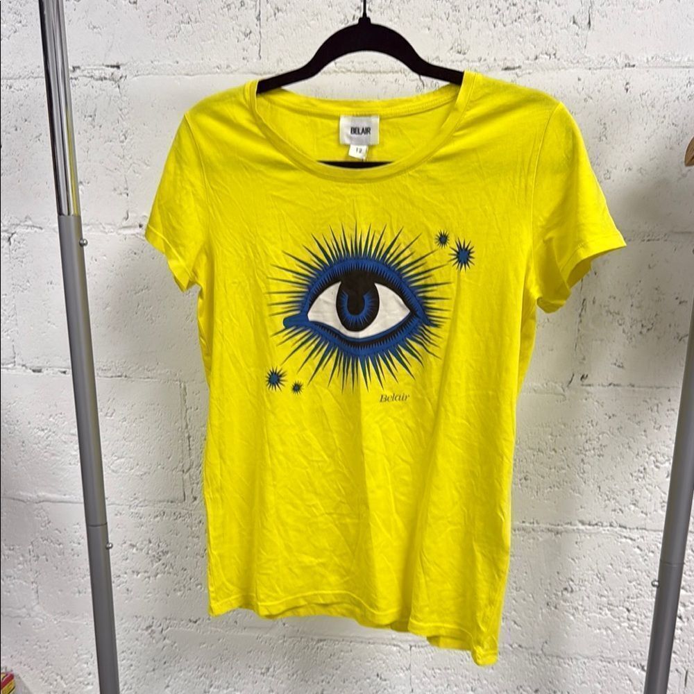 BEL AIR Yellow Graphic Short Sleeve Tee - Blue Eye Design - BRAND NEW - Tags